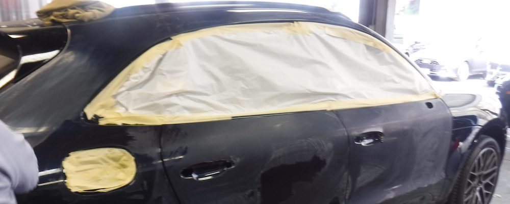 Car being prepped for a paint job